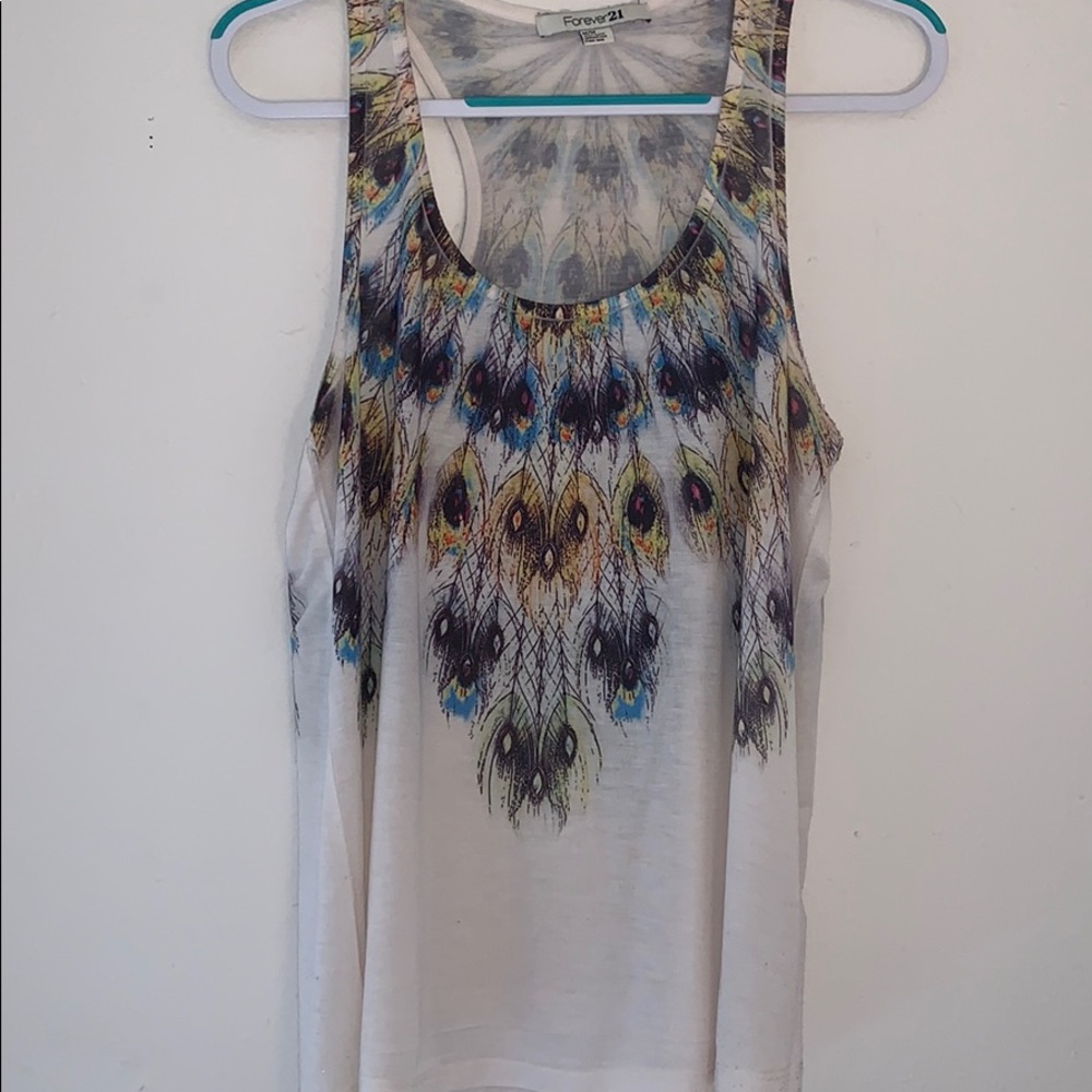 Peacock print tank